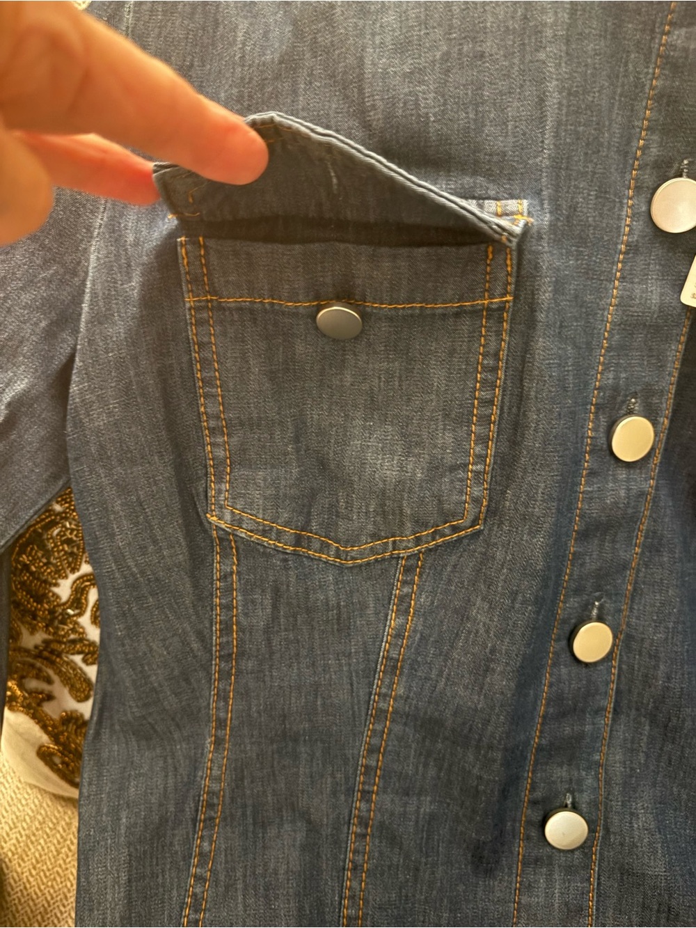 EXQUISE LONG-SLEEVE DENIM MINI DRESS - Picture 7 of 15